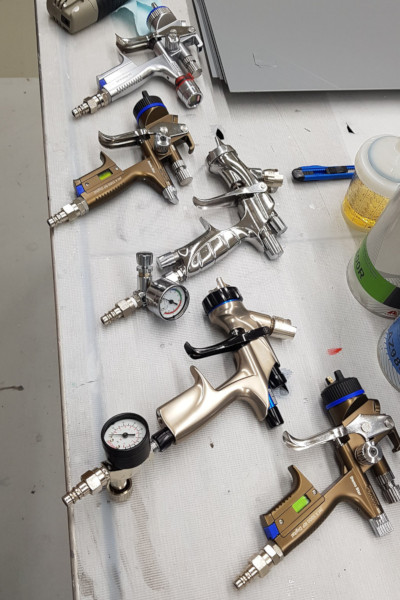 Test af forskellige sprøjtepistoler og NS208x Non sanding.